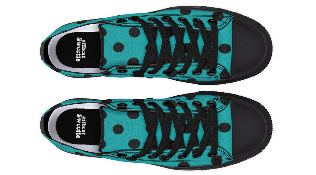 Penny Royal Teal Polka Dot Low Tops (Wide)