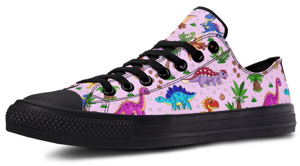 Pink And Blue Mismatched Baby Dinos Low Tops (Wide)