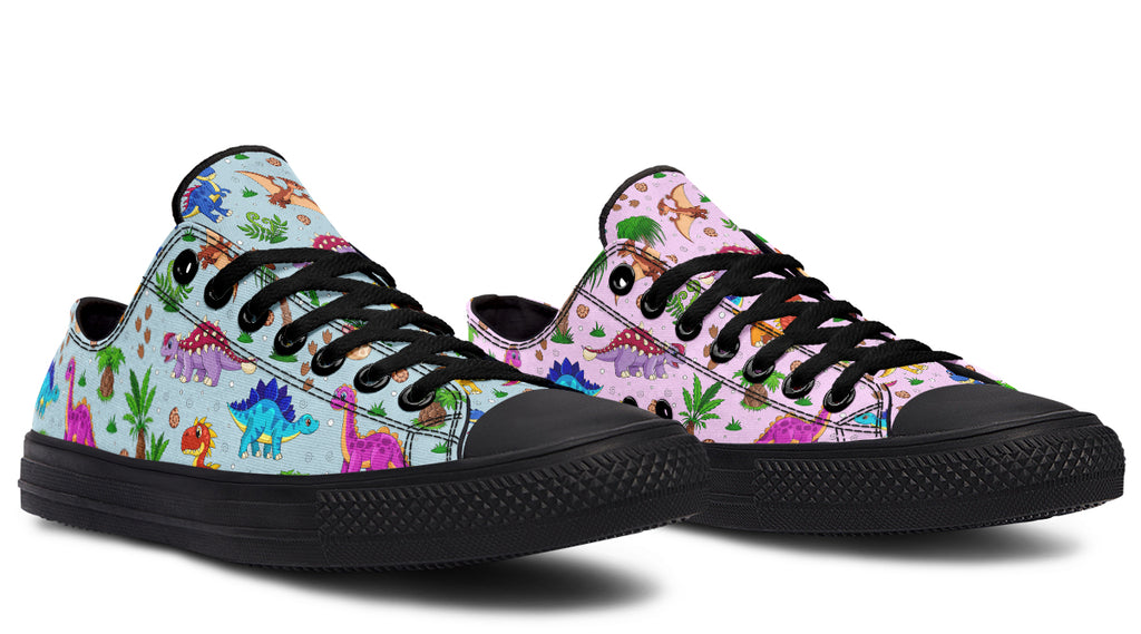 Pink And Blue Mismatched Baby Dinos Low Tops (Wide)