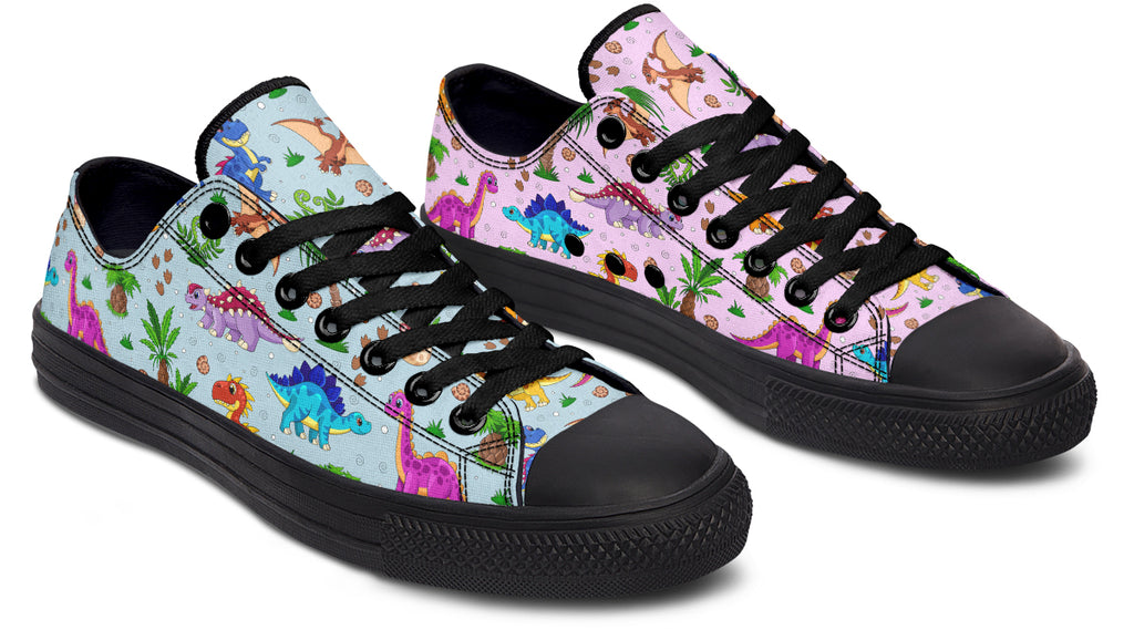 Pink And Blue Mismatched Baby Dinos Low Tops (Wide)