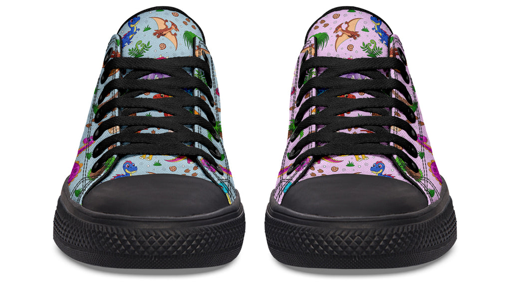 Pink And Blue Mismatched Baby Dinos Low Tops (Wide)