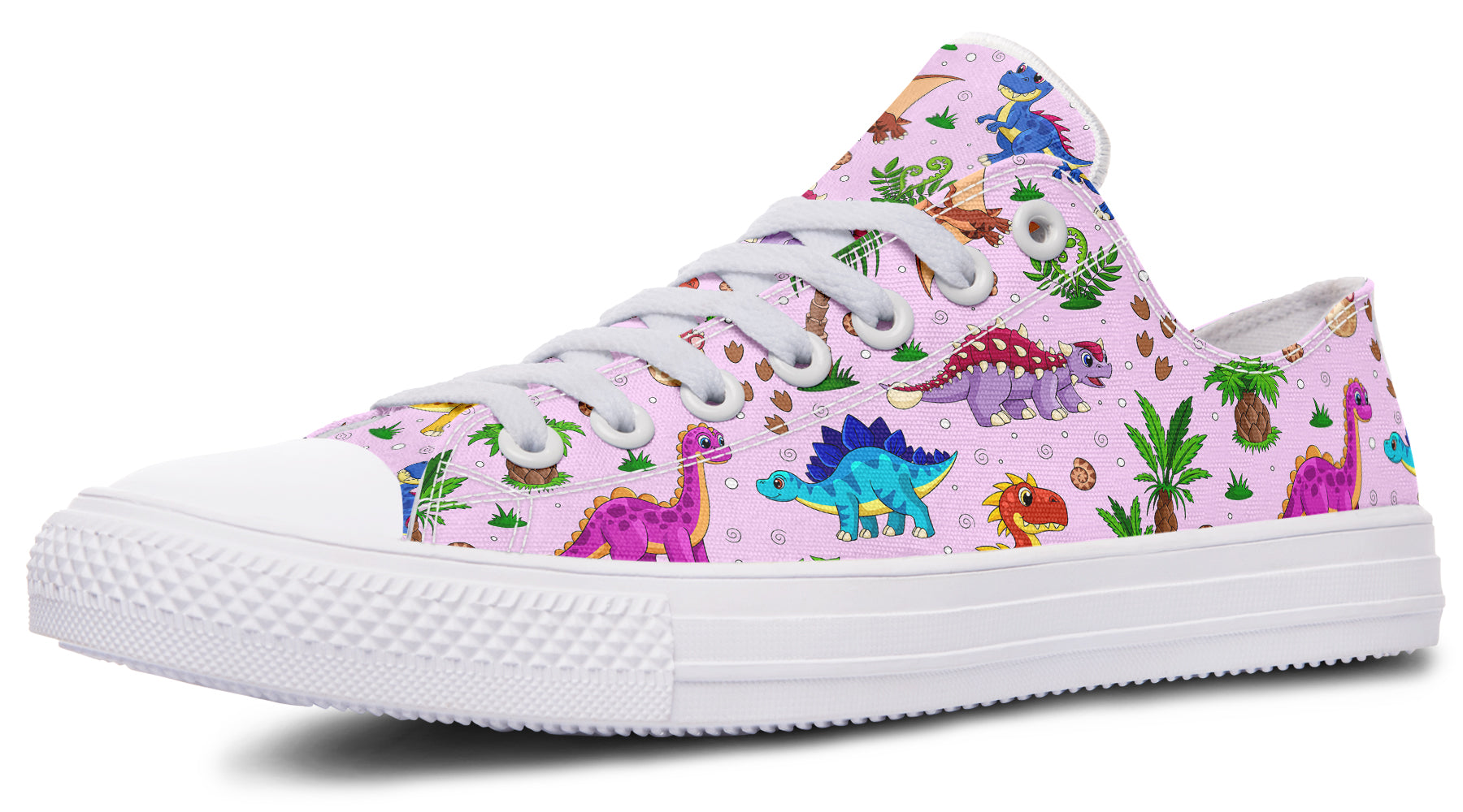 Pink And Blue Mismatched Baby Dinos Low Tops (Wide)