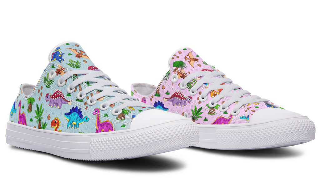 Pink And Blue Mismatched Baby Dinos Low Tops (Wide)