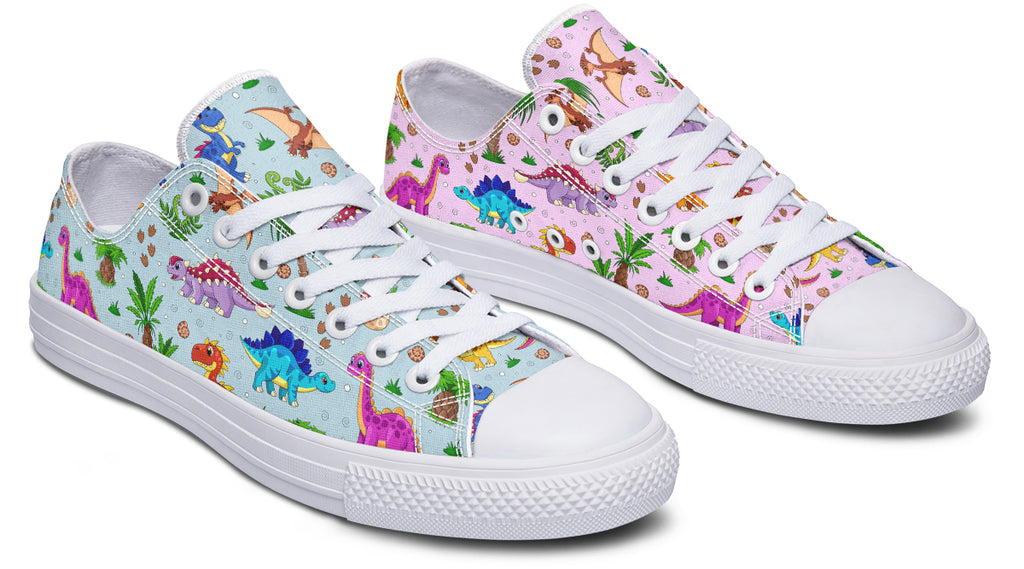 Pink And Blue Mismatched Baby Dinos Low Tops (Wide)