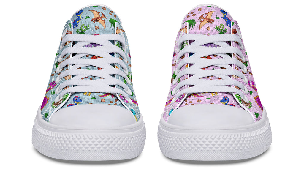 Pink And Blue Mismatched Baby Dinos Low Tops (Wide)