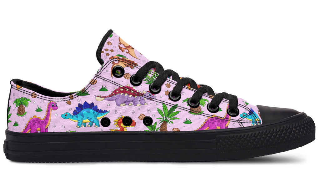 Pink And Blue Mismatched Baby Dinos Low Tops (Wide)