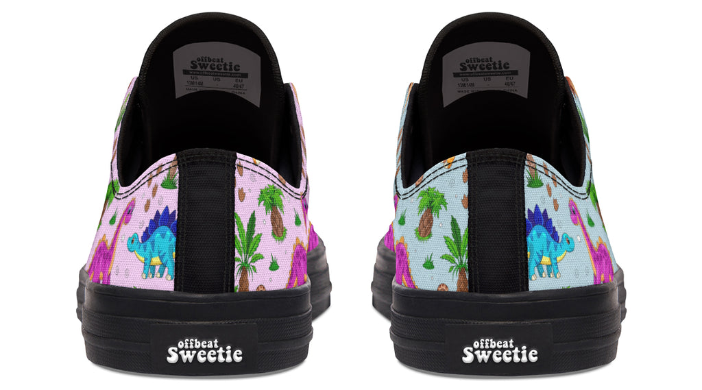 Pink And Blue Mismatched Baby Dinos Low Tops (Wide)
