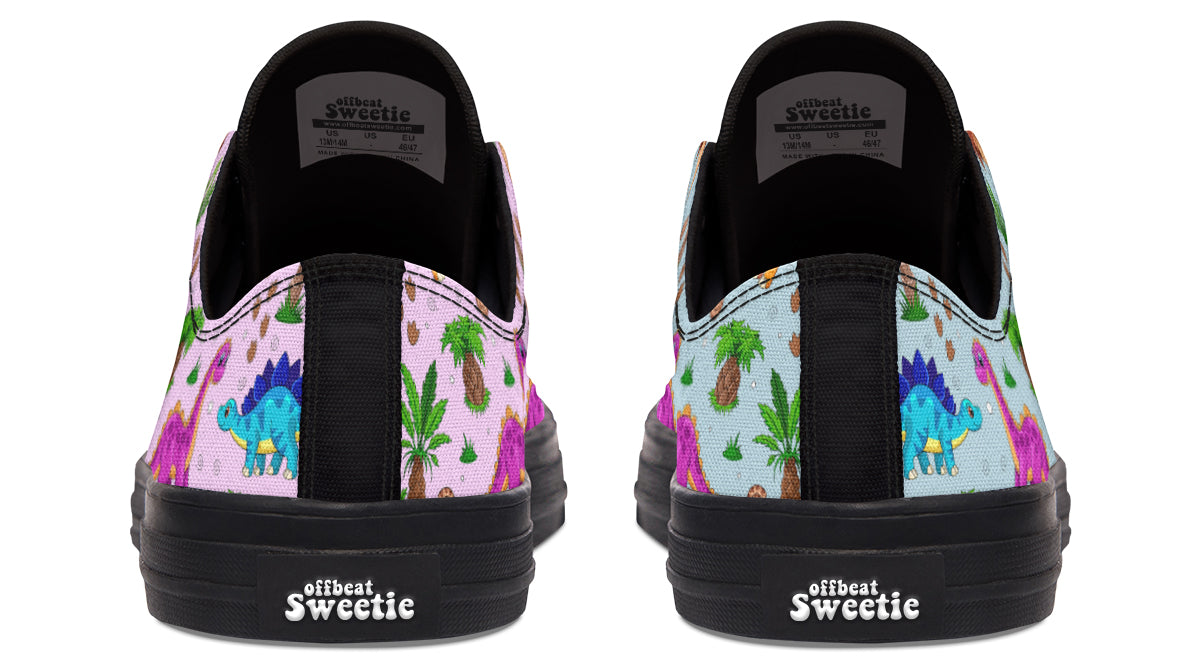 Pink And Blue Mismatched Baby Dinos Low Tops (Wide)