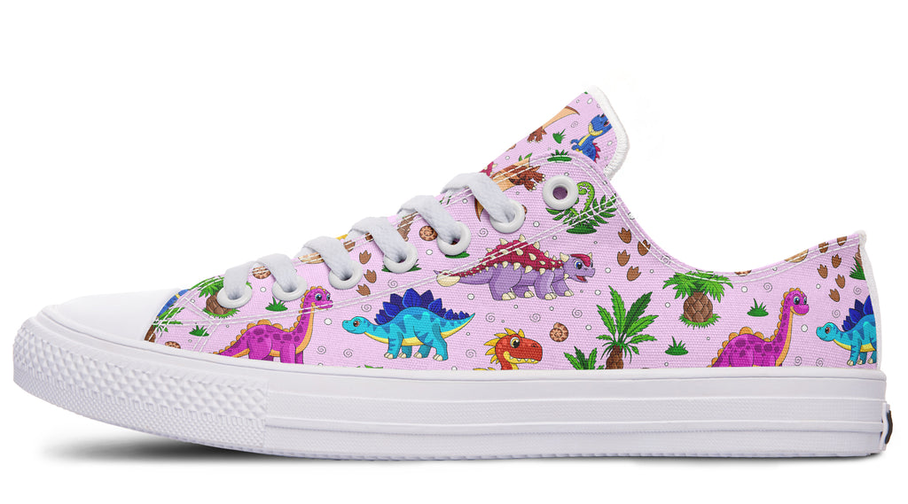 Pink And Blue Mismatched Baby Dinos Low Tops (Wide)