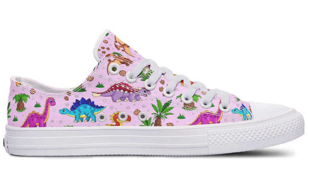 Pink And Blue Mismatched Baby Dinos Low Tops (Wide)