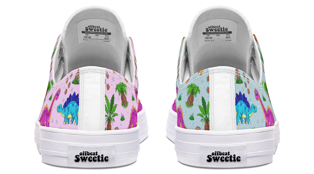 Pink And Blue Mismatched Baby Dinos Low Tops (Wide)