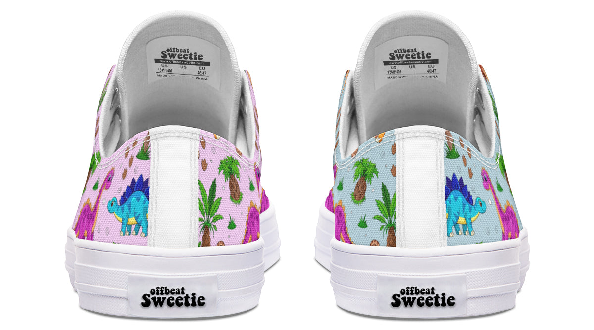 Pink And Blue Mismatched Baby Dinos Low Tops - Offbeat Sweetie