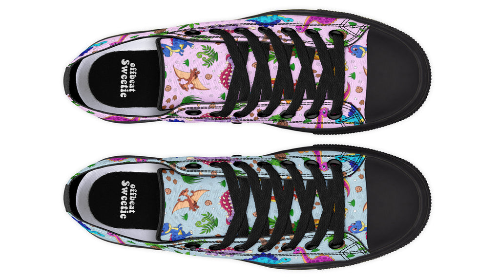 Pink And Blue Mismatched Baby Dinos Low Tops - Offbeat Sweetie