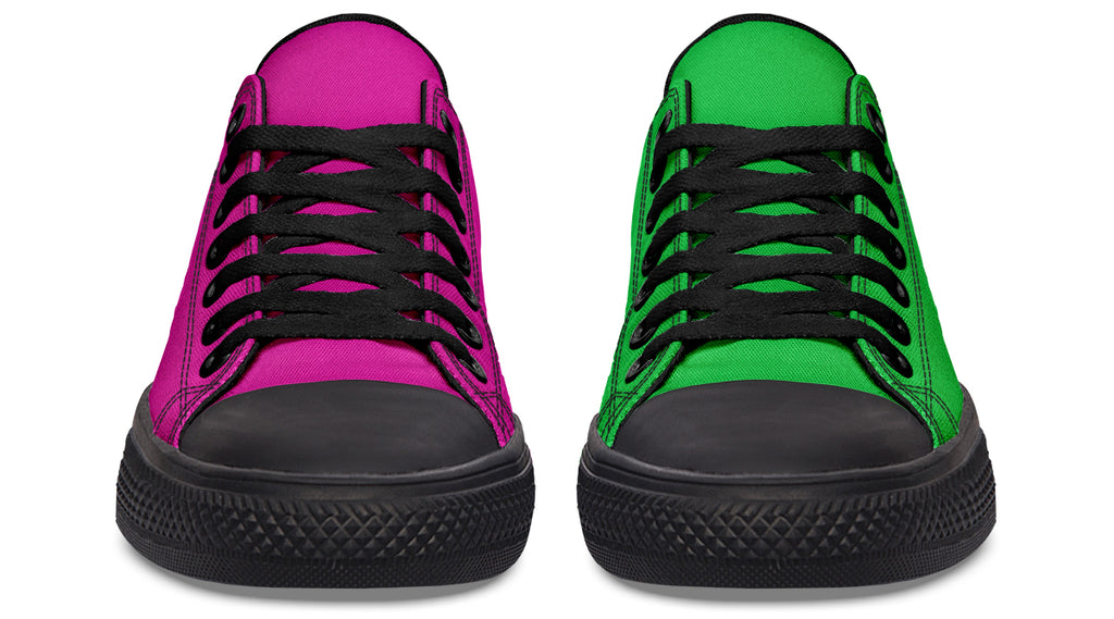 Pink And Green Mismatch Low Tops