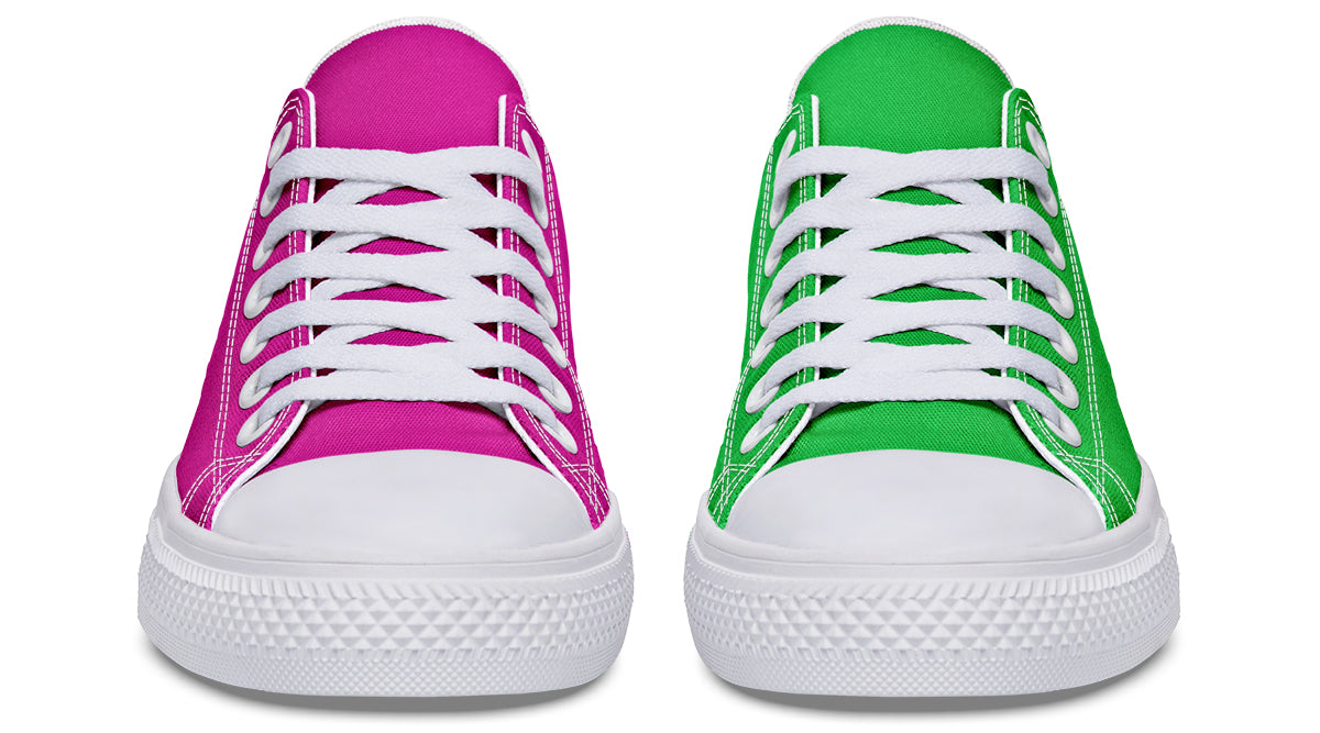 Pink And Green Mismatch Low Tops