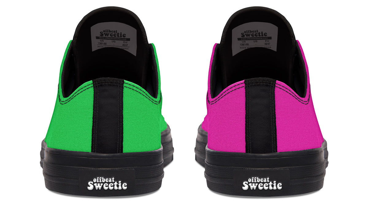 Pink And Green Mismatch Low Tops