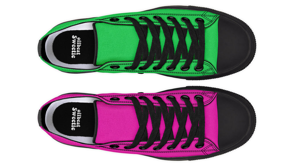Pink And Green Mismatch Low Tops