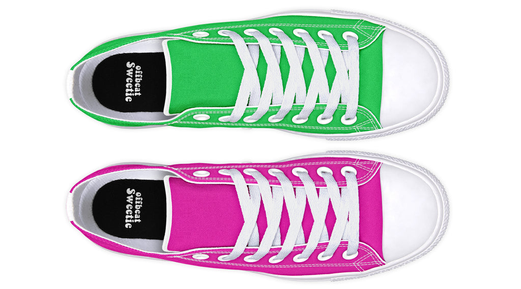 Pink And Green Mismatch Low Tops