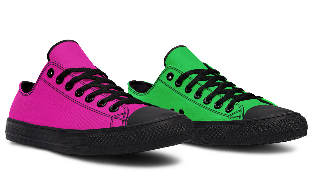 Pink And Green Mismatch Low Tops (Wide)