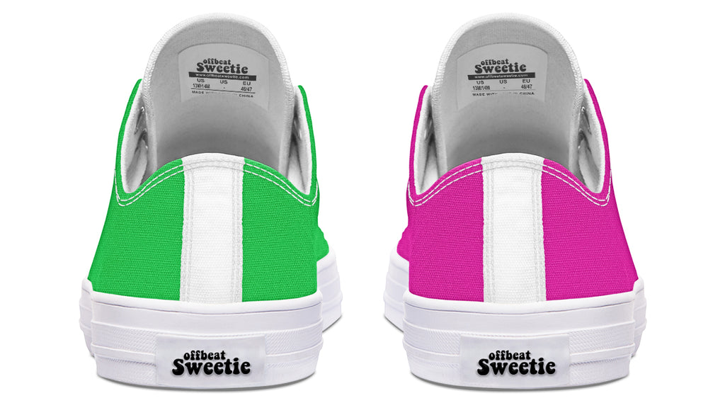 Pink And Green Mismatch Low Tops (Wide)