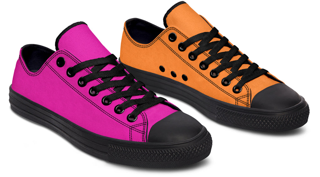 Pink And Orange Mismatched Low Tops - Offbeat Sweetie