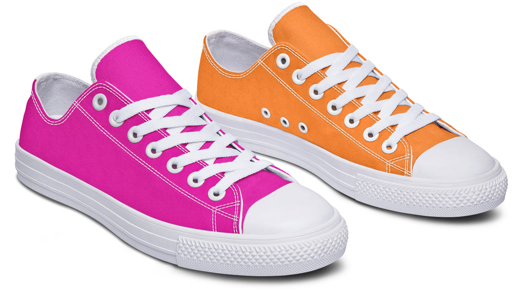 Pink And Orange Mismatched Low Tops - Offbeat Sweetie