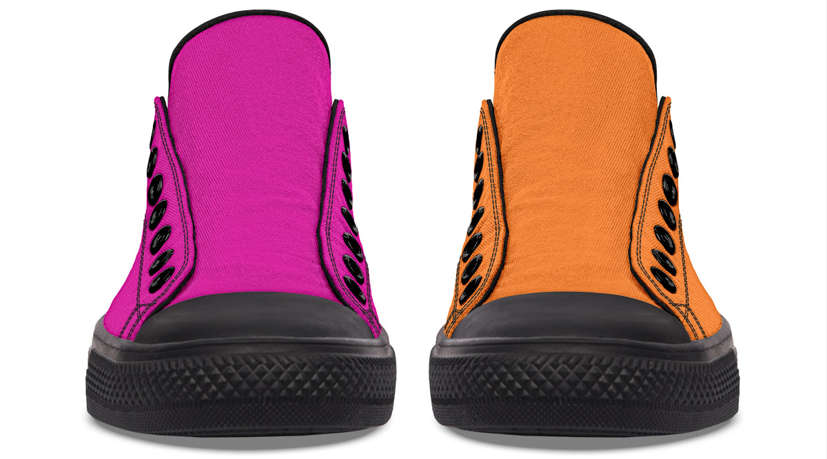 Pink And Orange Mismatched Low Tops (Wide)