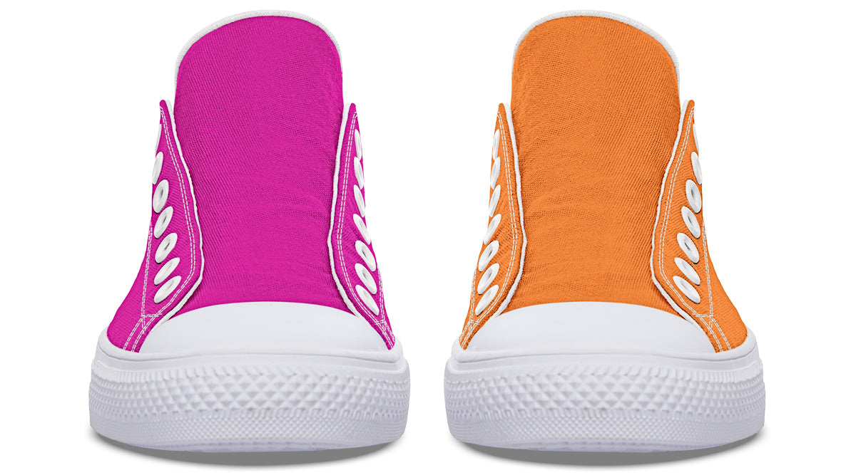 Pink And Orange Mismatched Low Tops (Wide)
