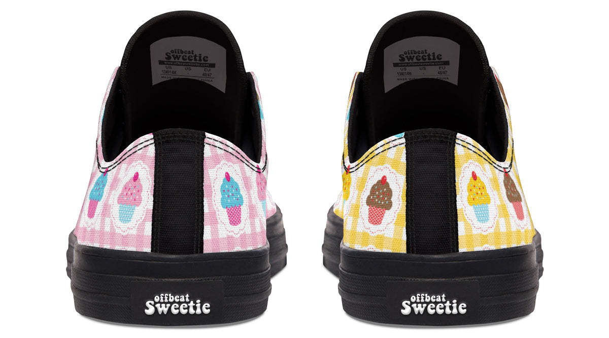 Pink And Yellow Mismatch Gingham Cupcakes Low Tops