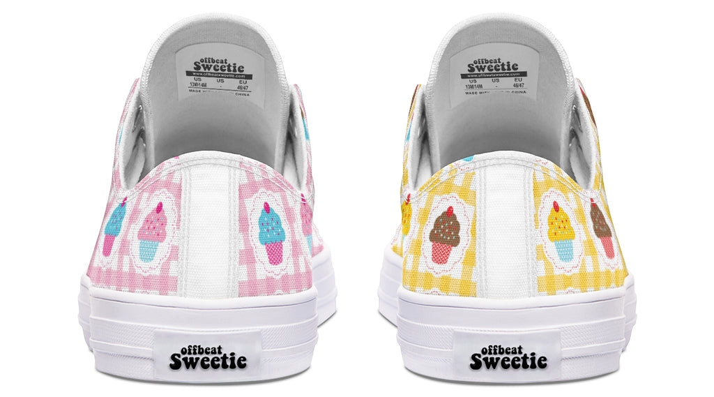 Pink And Yellow Mismatch Gingham Cupcakes Low Tops