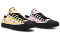Pink And Yellow Mismatch Gingham Cupcakes Low Tops (Wide)