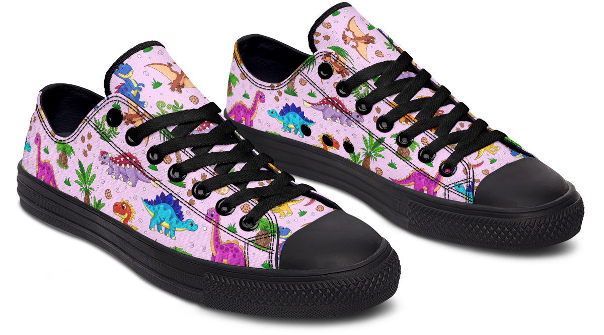 Pink Baby Dinos Low Tops (Wide)