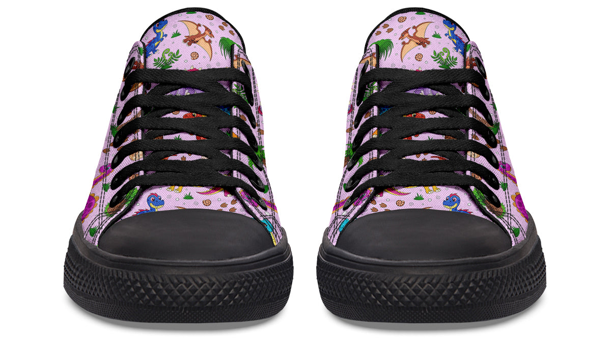 Pink Baby Dinos Low Tops (Wide)