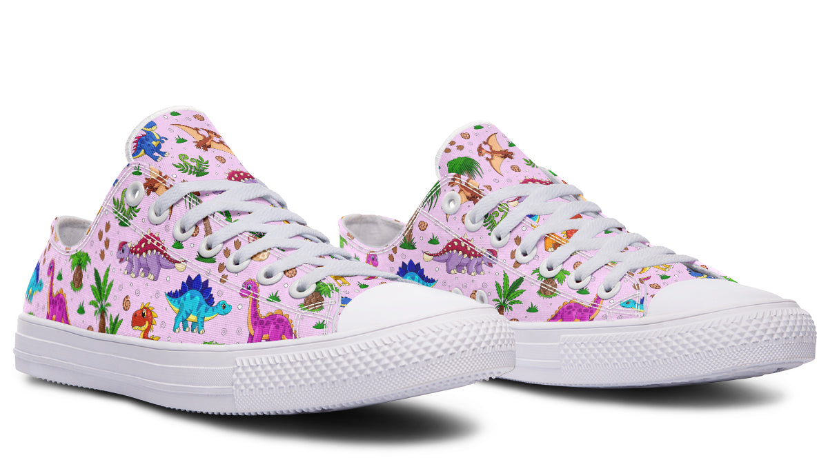 Pink Baby Dinos Low Tops (Wide)