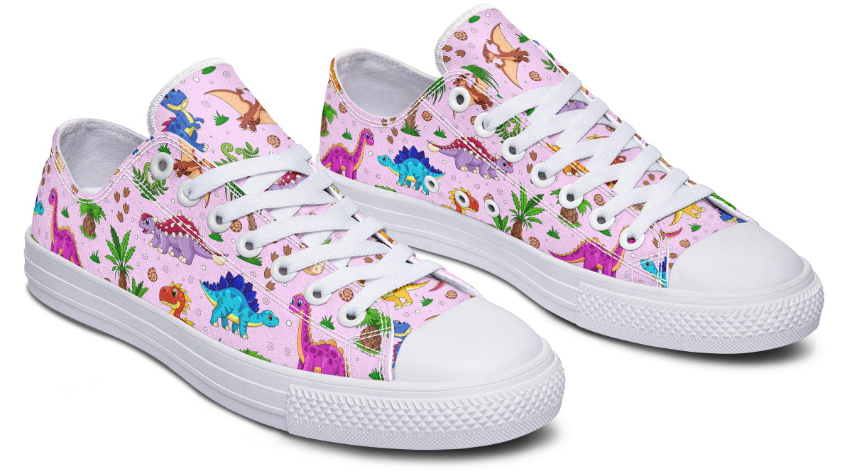 Pink Baby Dinos Low Tops (Wide)