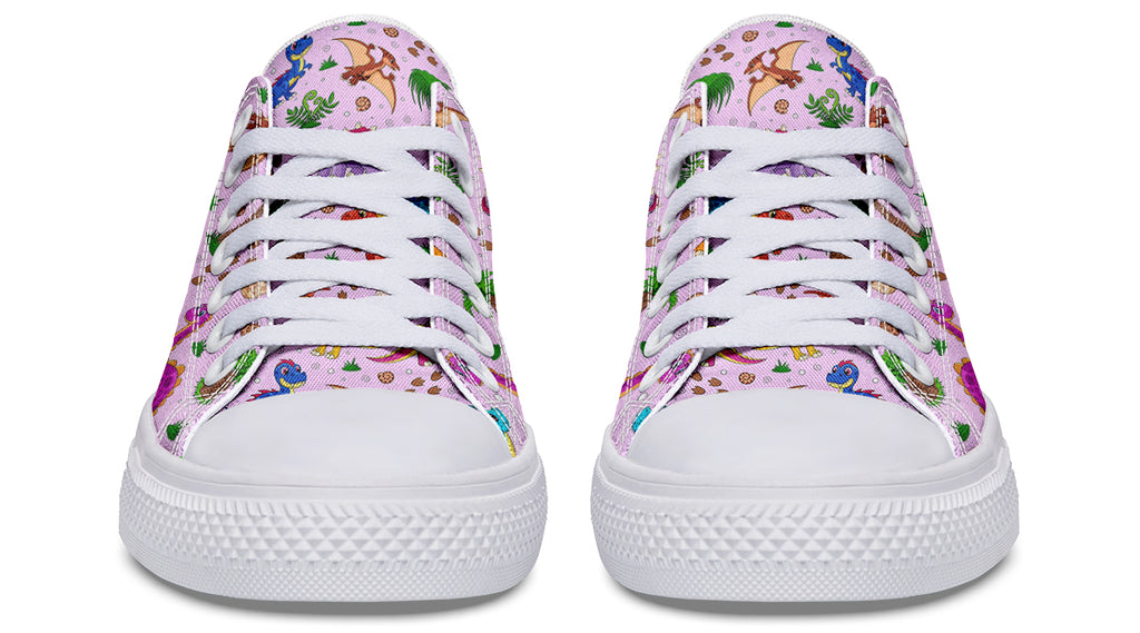 Pink Baby Dinos Low Tops (Wide)