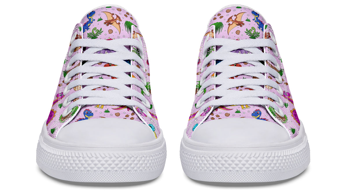 Pink Baby Dinos Low Tops (Wide)