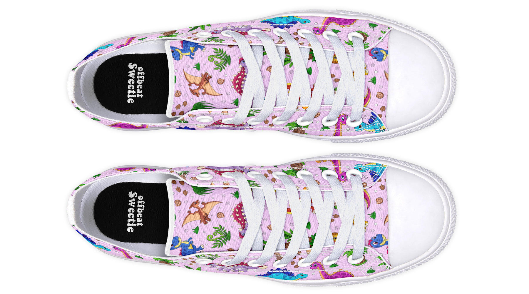 Pink Baby Dinos Low Tops (Wide)