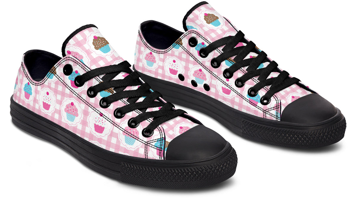 Pink Gingham Cupcakes Low Tops