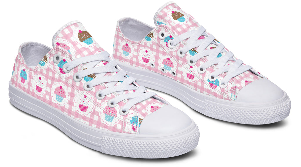 Pink Gingham Cupcakes Low Tops