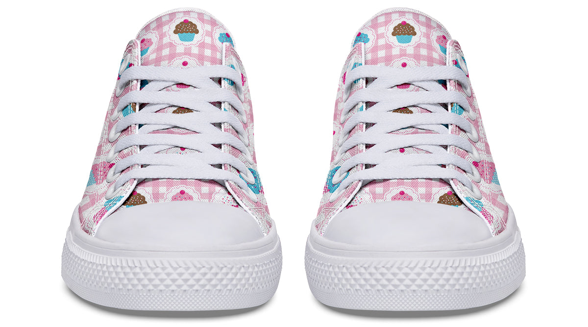 Pink Gingham Cupcakes Low Tops