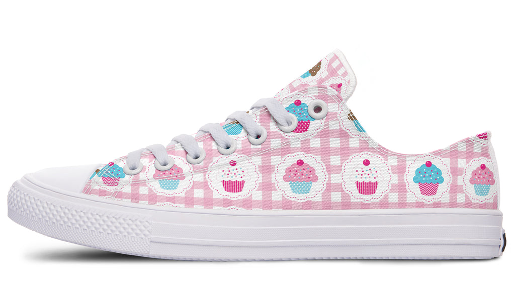 Pink Gingham Cupcakes Low Tops