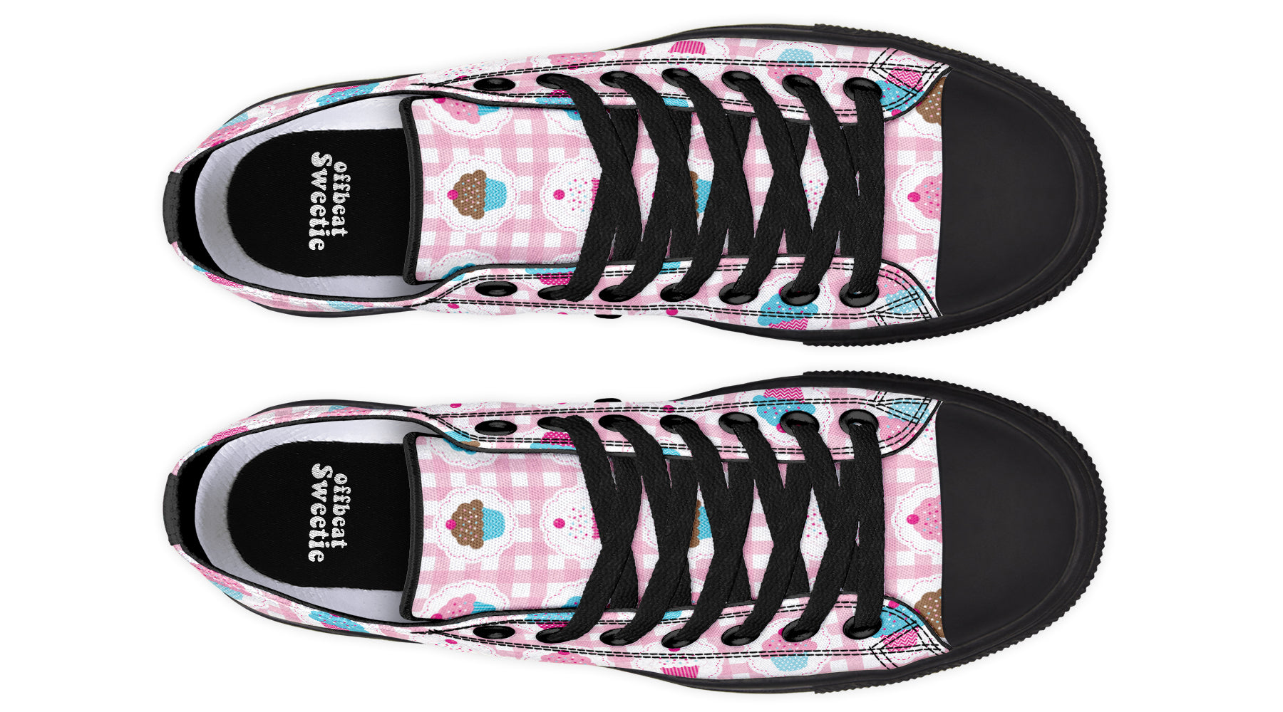 Pink Gingham Cupcakes Low Tops
