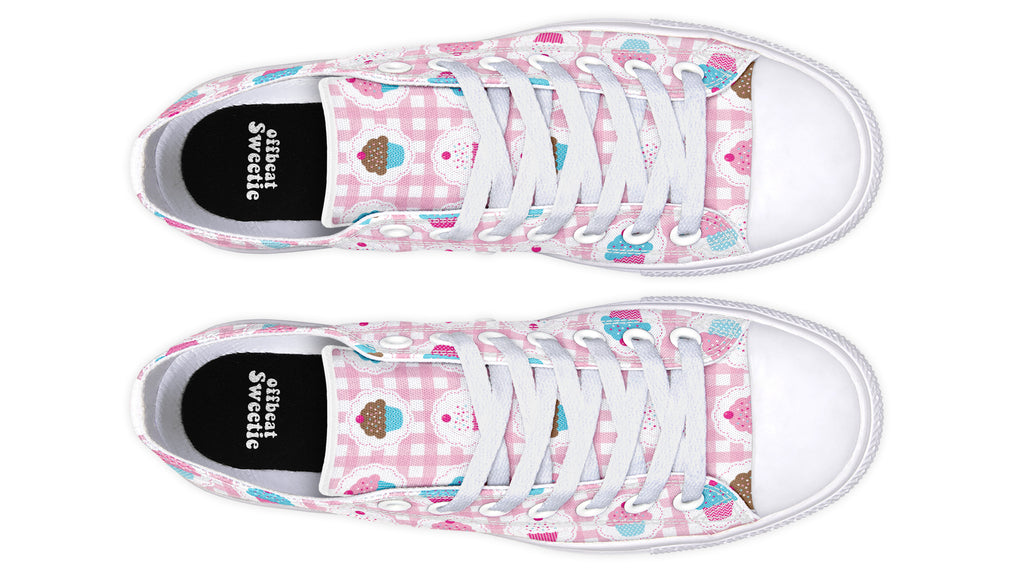 Pink Gingham Cupcakes Low Tops