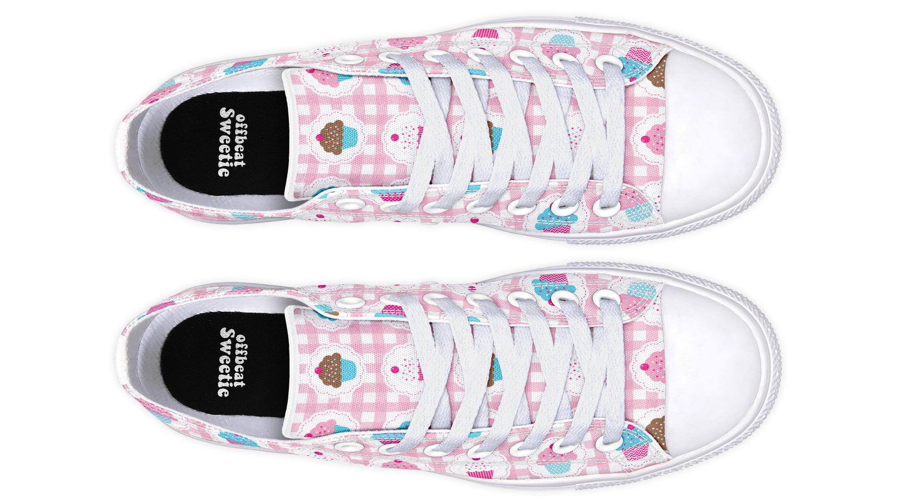 Pink Gingham Cupcakes Low Tops