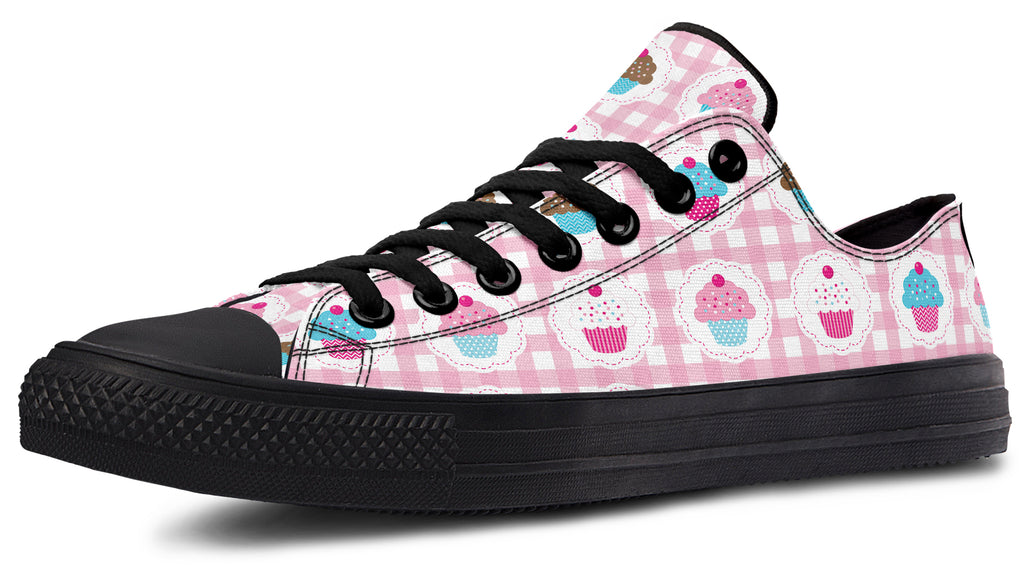 Pink Gingham Cupcakes Low Tops (Wide)