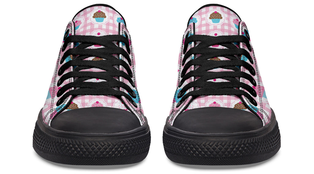 Pink Gingham Cupcakes Low Tops (Wide)