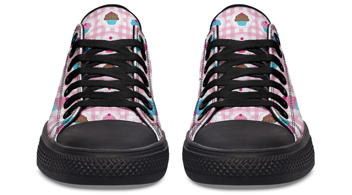 Pink Gingham Cupcakes Low Tops (Wide)
