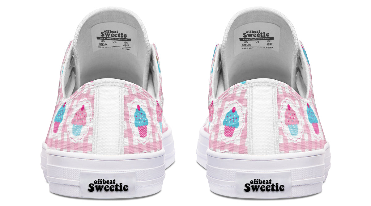 Pink Gingham Cupcakes Low Tops (Wide)