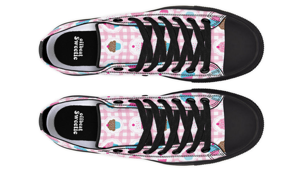 Pink Gingham Cupcakes Low Tops (Wide)